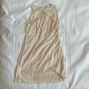 Nude lacy mini dress with nude slip